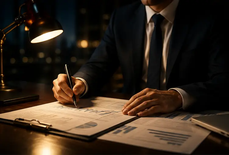 professional reviewing business documents